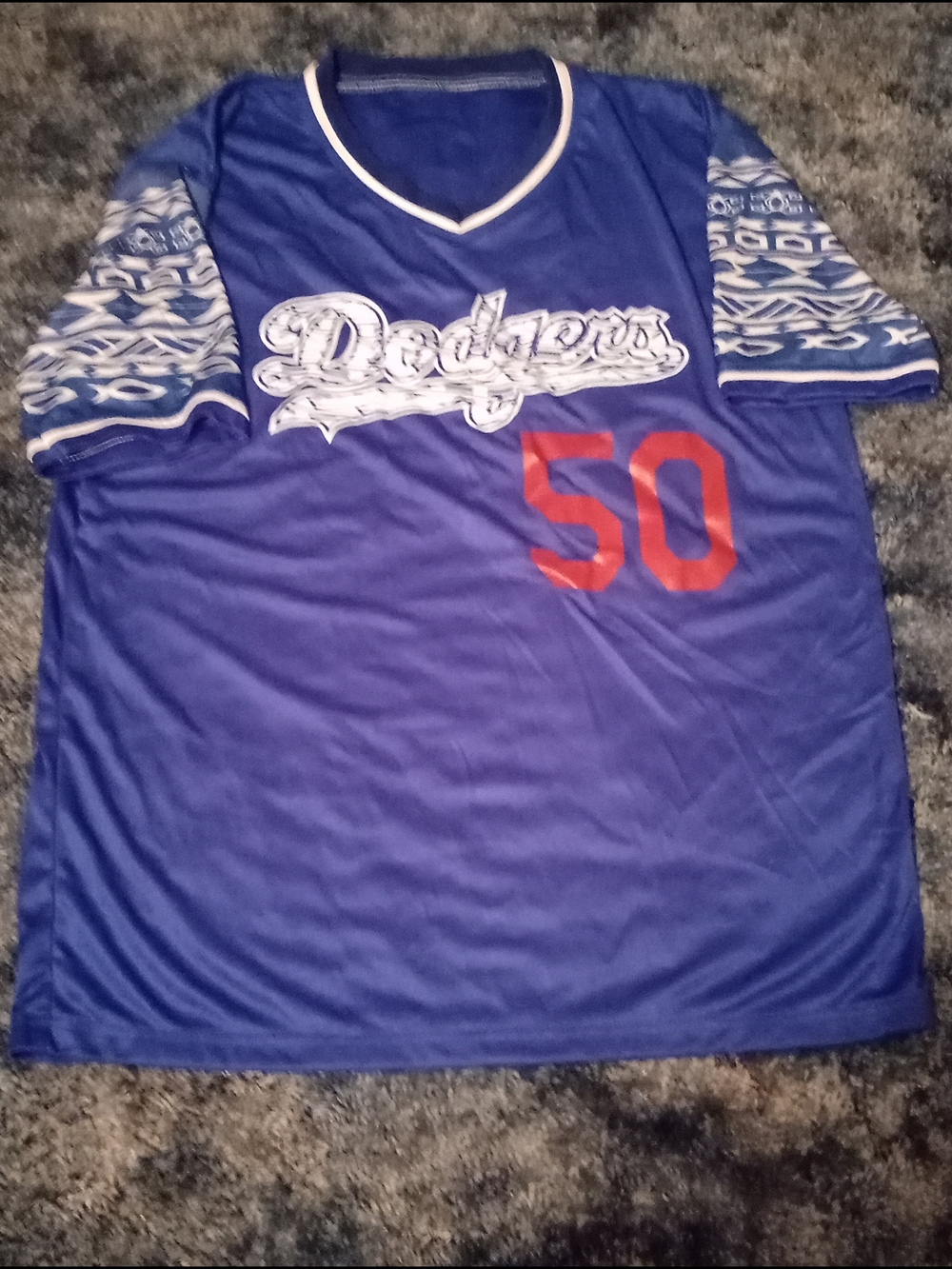 Blue Men's Jersey Shirt with Red Number 50